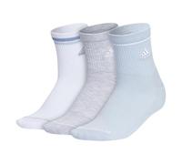 adidas Women's Cushioned Sport High Quarter Socks (3-Pair) Above The Ankle Height with Arch Compression for a Secure, Wonder Blue/Cool Light Heather/White, Medium