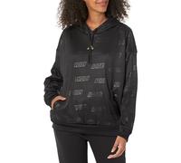 adidas Women's Embossed Monogram Fleece Hoodie, Black/Gold Metallic, XS