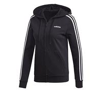 adidas Womens Essential 3 Stripe Zip Hoody Hoodie Hooded Top Full Elasticated Black/White 0-2 (XXS)
