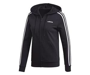 adidas Womens Essential 3 Stripe Zip Hoody Hoodie Hooded Top Full Elasticated Black/White 0-2 (XXS)