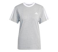 adidas Womens Essentials 3 Stripe T-Shirt in Medium Grey Hth - Size UK 16-18 (Womens)