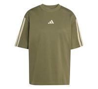 adidas Women's Essentials 3-Stripes Boyfriend T-Shirt, Olive strata/Wonder Cargo, XL