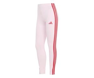 adidas Women's Essentials 3-Stripes Cotton Leggings, Clear Pink/Pure Ruby, S