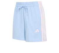 adidas Women's Essentials 3-Stripes Cotton Shorts, Glow Blue/Clear Pink, S