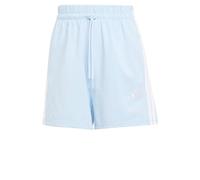 adidas Women's Essentials 3-Stripes Cotton Shorts, Glow Blue/White, XL