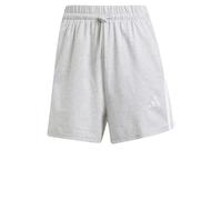 adidas Women's Essentials 3-Stripes Cotton Shorts, Light Grey Heather/White, XXS
