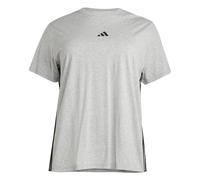 adidas Women's Essentials 3-Stripes Cotton T-Shirt (Plus Size), Medium Grey Heather/Black, 4XL Plus