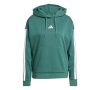 adidas Women's ESSENTIALS 3-STRIPES FLEECE HOODIE, collegiate green/white, L