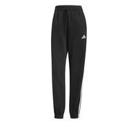 adidas Women's Essentials 3-Stripes Fleece Loose Pants, Black/White, XL