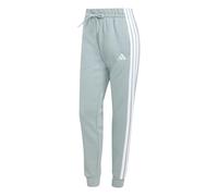 adidas Women's Essentials 3-Stripes Fleece Slim Pants, Wonder Sage/White, XL