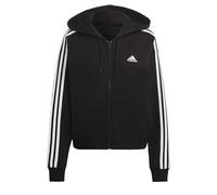 adidas Women's Essentials 3-Stripes French Terry Bomber Full-Zip Hoodie, Black/White, M