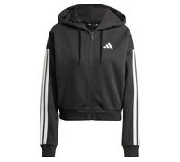 adidas Women's ESSENTIALS 3-STRIPES FRENCH TERRY FULL ZIP HOODIE, Black/White, M