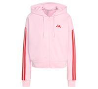 adidas Women's ESSENTIALS 3-STRIPES FRENCH TERRY FULL ZIP HOODIE, clear pink/pure ruby, S
