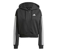 adidas Women's Essentials 3-Stripes French Terry Full Zip Hoodie Sweatshirt, Black/White, L