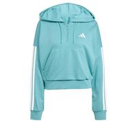 adidas Women's ESSENTIALS 3-STRIPES FRENCH TERRY QUARTER-ZIP HOODIE, Powder Teal/White, XXL