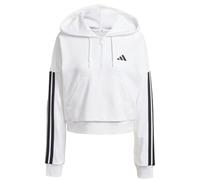 adidas Women's ESSENTIALS 3-STRIPES FRENCH TERRY QUARTER-ZIP HOODIE, White/Black, XXL