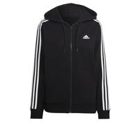 adidas Women's Essentials 3-Stripes French Terry Regular Full-Zip Hoodie, Black/White, S