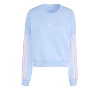 adidas Women's ESSENTIALS 3-STRIPES FRENCH TERRY SWEATSHIRT, glow blue/clear pink, XL