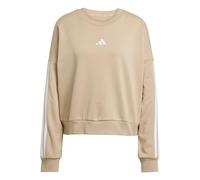 adidas Women's ESSENTIALS 3-STRIPES FRENCH TERRY SWEATSHIRT, warm sandstone/white, S