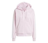 adidas Women's ESSENTIALS 3-STRIPES FULL-ZIP FLEECE HOODIE, clear pink/white, XL