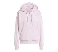 adidas Women's ESSENTIALS 3-STRIPES FULL-ZIP FLEECE HOODIE, clear pink/white, XXL