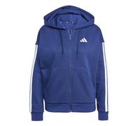 adidas Women's ESSENTIALS 3-STRIPES FULL-ZIP FLEECE HOODIE, dark blue/white, S