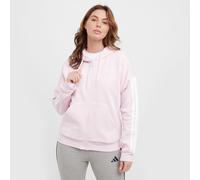adidas Women's ESSENTIALS 3-STRIPES FULL-ZIP FLEECE HOODIE, clear pink/white, XL