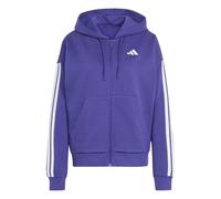 adidas Women's Essentials 3-Stripes Full-Zip Fleece Hoodie Sweatshirt, Pure Purple/white, S