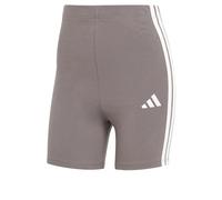 adidas Women's ESSENTIALS 3-STRIPES HIGH WAISTED BIKER SHORTS, Grey Strata/White, L