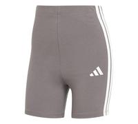 adidas Women's ESSENTIALS 3-STRIPES HIGH WAISTED BIKER SHORTS, Grey Strata/White, XS