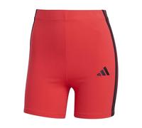 adidas Women's ESSENTIALS 3-STRIPES HIGH WAISTED BIKER SHORTS, pure ruby/black, M
