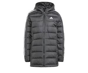 adidas Women's Essentials 3-Stripes Light Down Hooded Parka, Black, XS