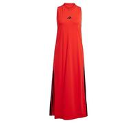 adidas Women's Essentials 3-Stripes Long Racerback Dress, Pure Ruby/Black, S