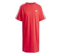 adidas Women's Essentials 3-Stripes Single Jersey Boyfriend Tee Dress, Better Scarlet, XXS