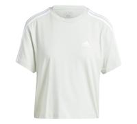 adidas Women's Essentials 3-Stripes Single Jersey Crop Top, Linen Green, XS