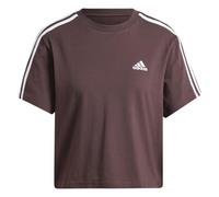 adidas Women's Essentials 3-Stripes Single Jersey Crop Top, Shadow Brown, L