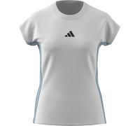 adidas Women's Essentials 3-Stripes Single Jersey TEE, White/Icey Blue, XS