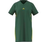 adidas Women's Essentials 3-Stripes Single JERSRY TEE Dress, Bold Green/Bright Yellow, L
