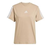 adidas Women's Essentials 3-Stripes Sleeve Cotton T-Shirt, Warm Sandstone/White, XS