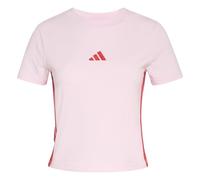 adidas Women's Essentials 3 Stripes Slim Baby T-Shirt, Clear Pink/Pure Ruby, XXS