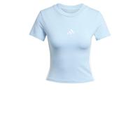 adidas Women's Essentials 3 Stripes Slim Baby T-Shirt, Glow Blue/White, XXL