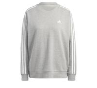 adidas Women's Essentials 3-Stripes Sweatshirt, Medium Grey Heather/White, L