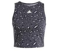 adidas Women's Essentials Animal-Print Crop Tank Top, Grey/Carbon/Black, L