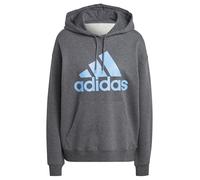adidas Women's Essentials Big Logo Hooded Sweatshirt, Dark Grey Heather/Blue Fusion, S
