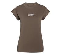 adidas Women's Essentials Linear Cotton Shirt, Khaki Six/White, S