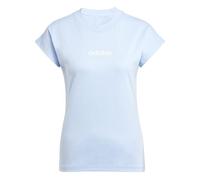 adidas Women's Essentials Linear Cotton T-Shirt, Glow Blue/White, XL