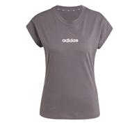 adidas Women's Essentials Linear Cotton T-Shirt, Grey strata/White, XS