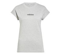 adidas Women's Essentials Linear Cotton T-Shirt, Medium Grey Heather/Black, S