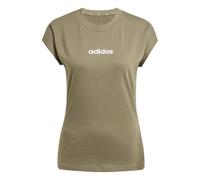 adidas Women's Essentials Linear Cotton T-Shirt, Olive strata/White, M