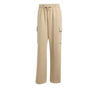 adidas Women's Essentials Linear Fleece Cargo Pants, Warm Sandstone/White, XL